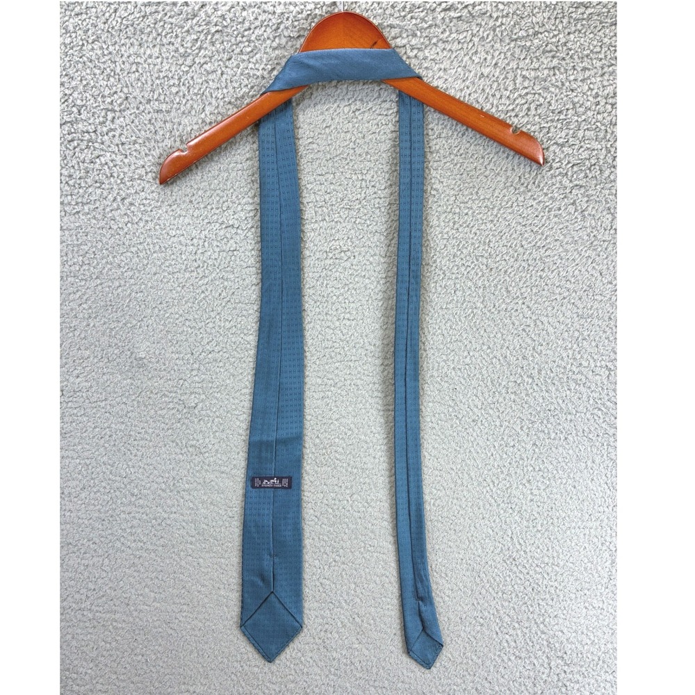 Hermes Micro H Pattern Silk Tie Mens OS Blue Designer Luxury Formal Business
